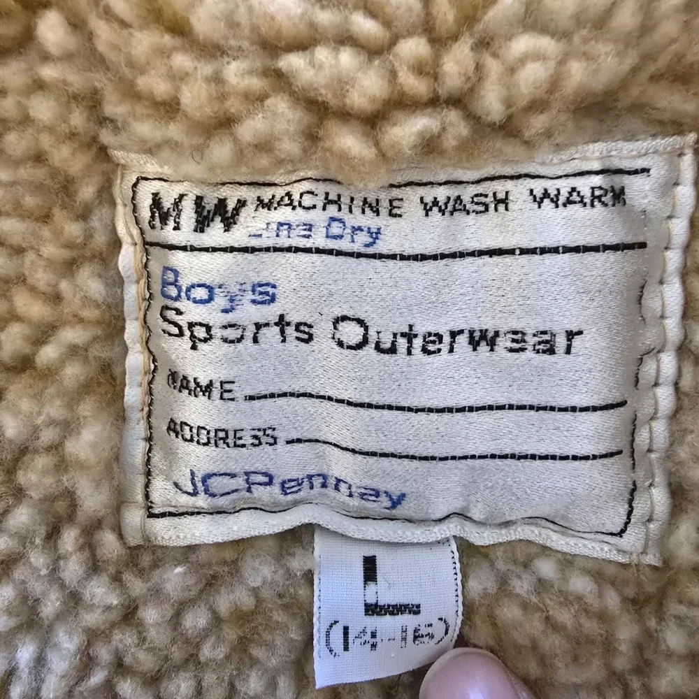 JCPenney Boy's Sports Outerwear Tan Corduroy Jacket with Faux Sherpa Vintage